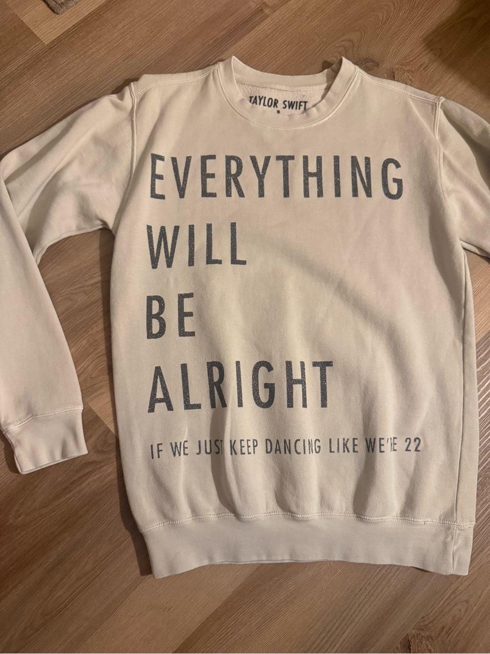 Rare Taylor Swift Cream 'Everything Will Be Alright' Crewneck Sweater Red Album